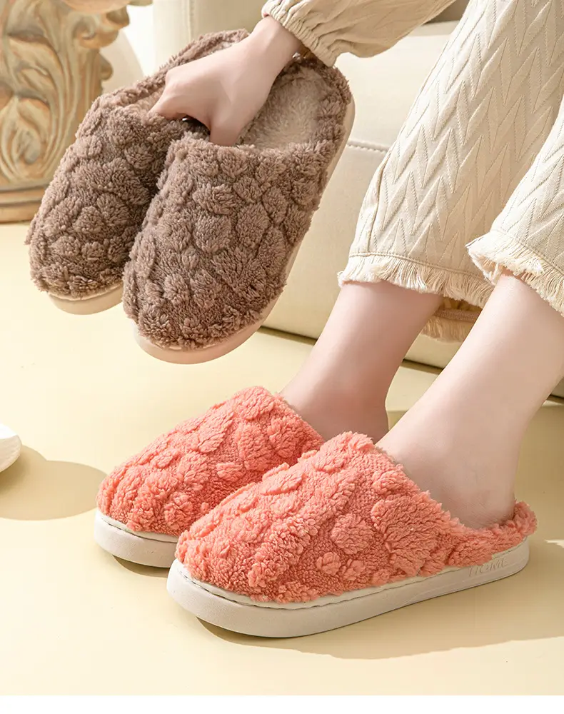 Cotton Slippers Green Gray Warm Indoor Home — feature 15