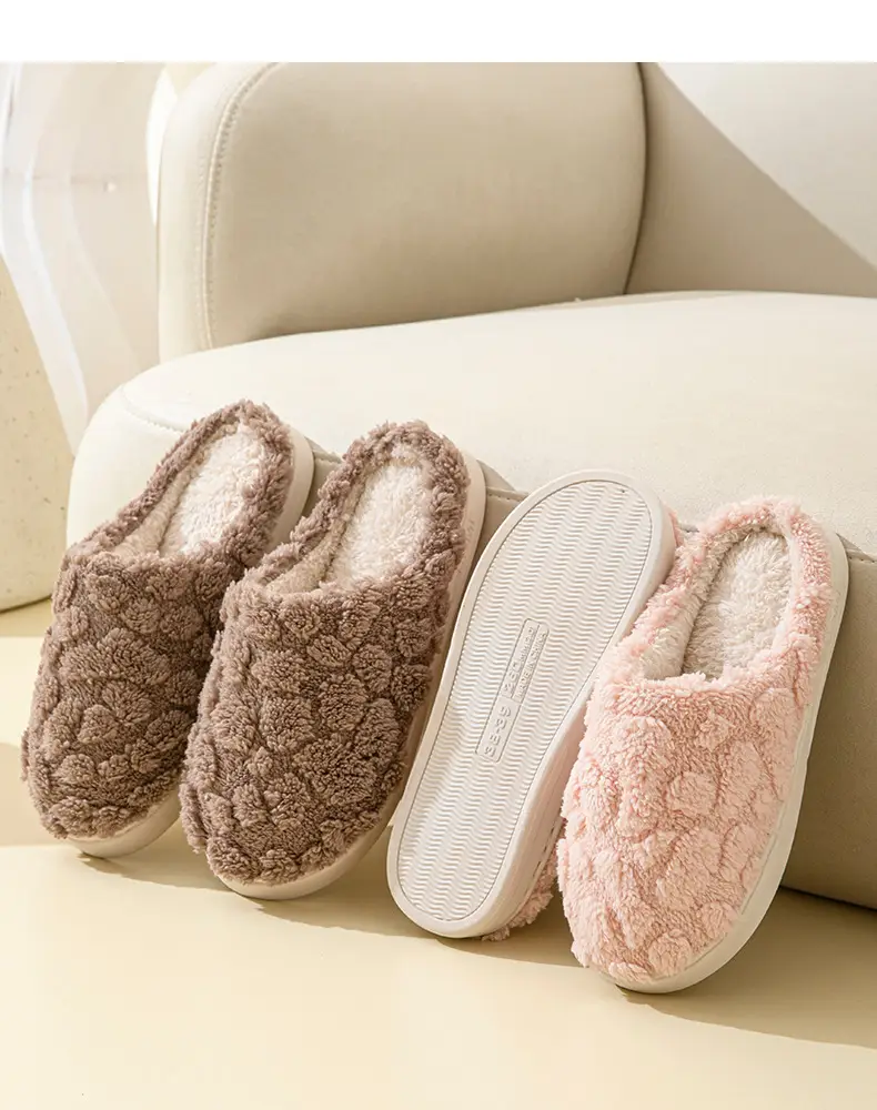 Cotton Slippers Green Gray Warm Indoor Home — feature 3