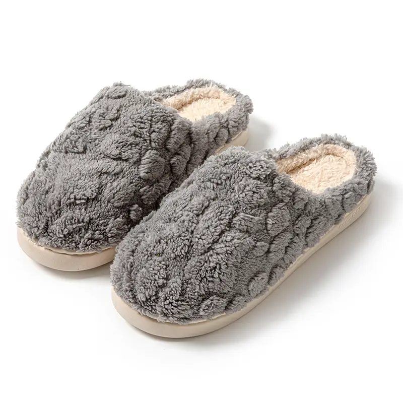 Cotton Slippers Green Gray Warm Indoor Home