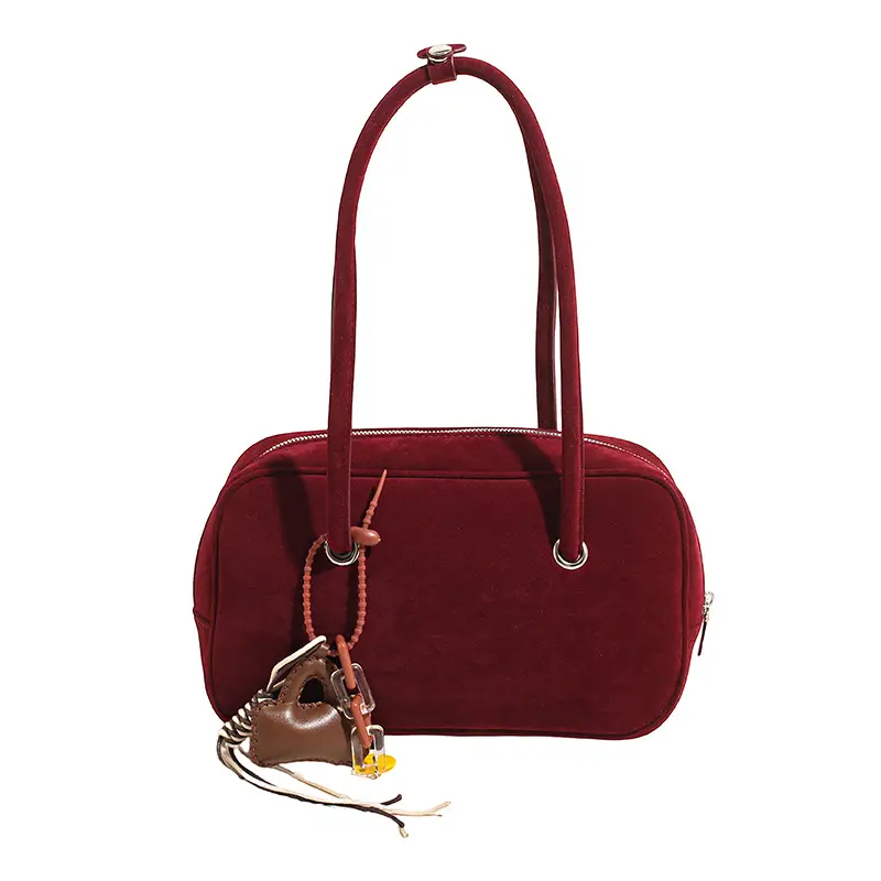 Women Suede Shoulder Bag Brown Korean Style - Image 13