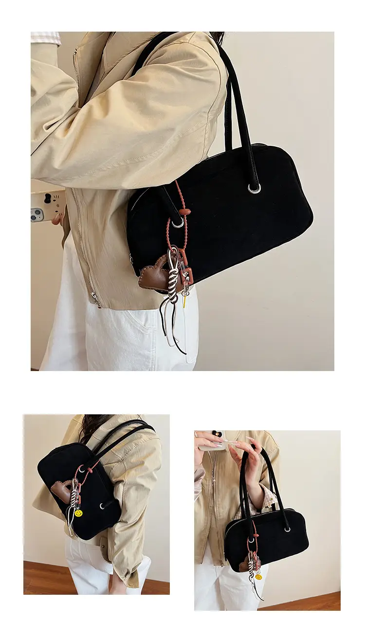 Women Suede Shoulder Bag Brown Korean Style — feature 12