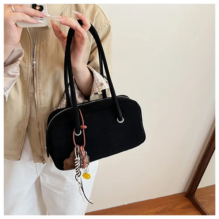 Women Suede Shoulder Bag Brown Korean Style — feature 25