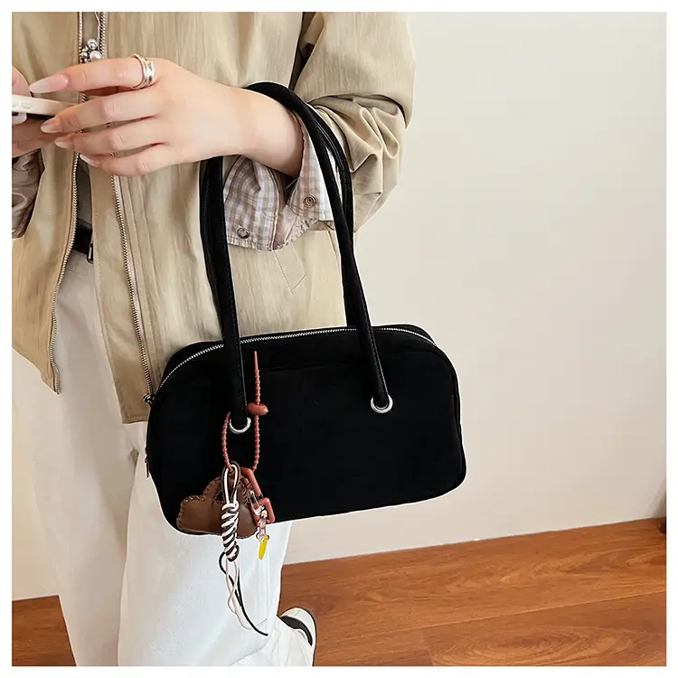 Women Suede Shoulder Bag Brown Korean Style — feature 26