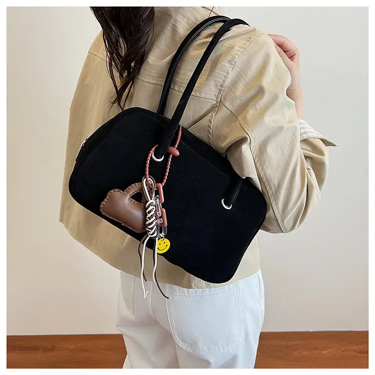 Women Suede Shoulder Bag Brown Korean Style — feature 28