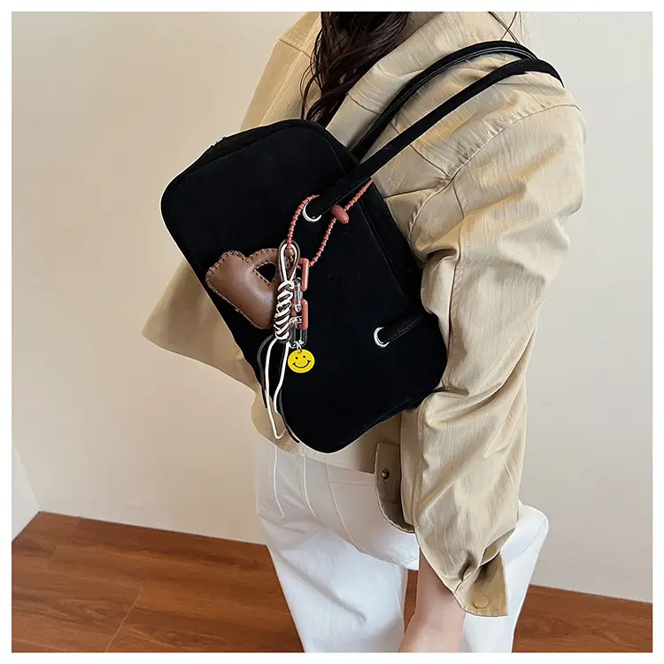 Women Suede Shoulder Bag Brown Korean Style — feature 29
