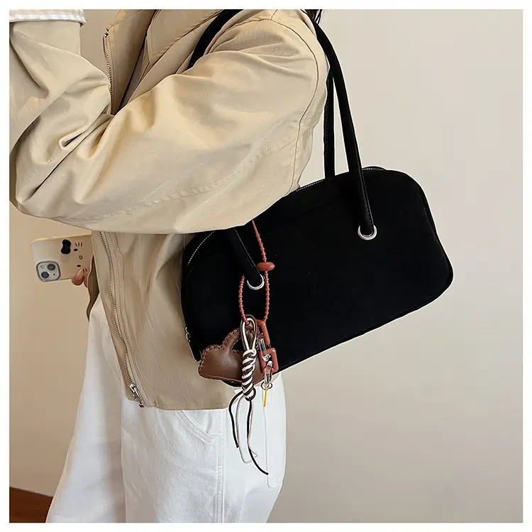 Women Suede Shoulder Bag Brown Korean Style — feature 30