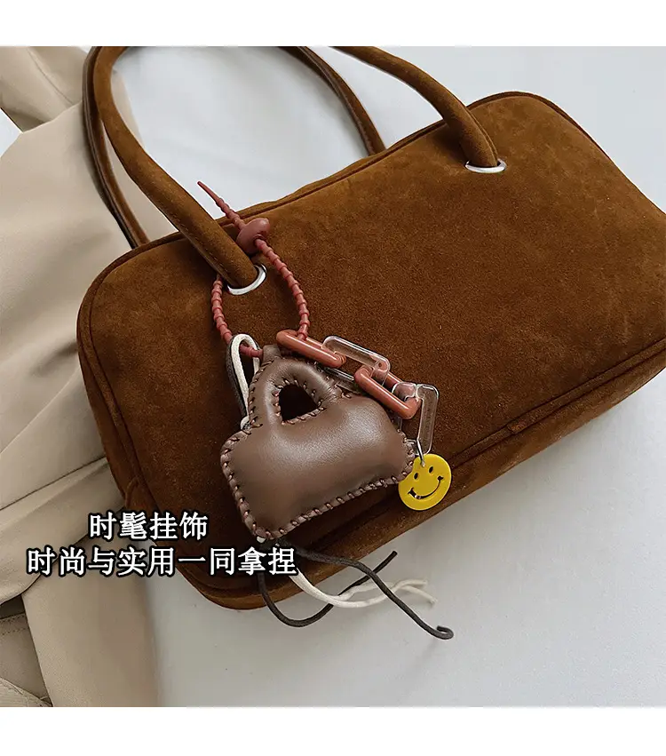 Women Suede Shoulder Bag Brown Korean Style — feature 5