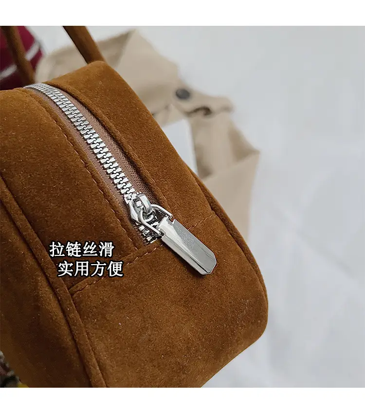 Women Suede Shoulder Bag Brown Korean Style — feature 6
