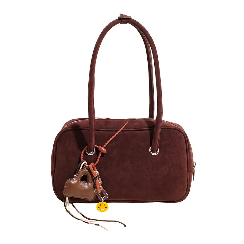 Women Suede Shoulder Bag Brown Korean Style - Image 4