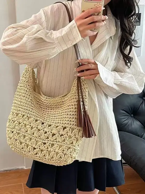 2025 Straw Shoulder Bag Women's Factory Casual Western Style — feature 5
