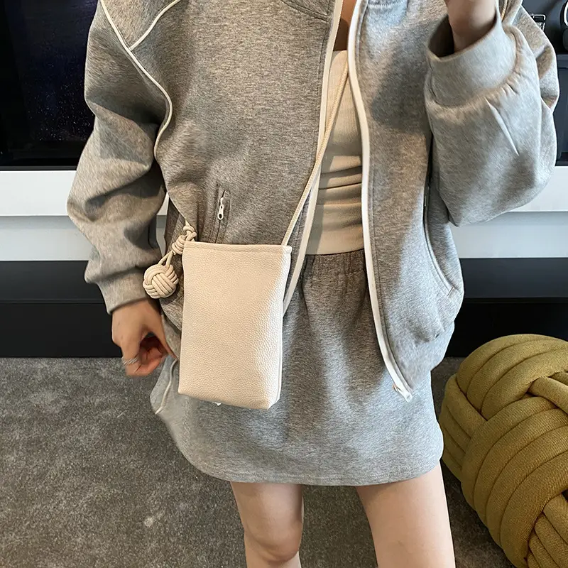 Women's Beige Knot Shoulder Bag with Crossbody Strap - Image 9