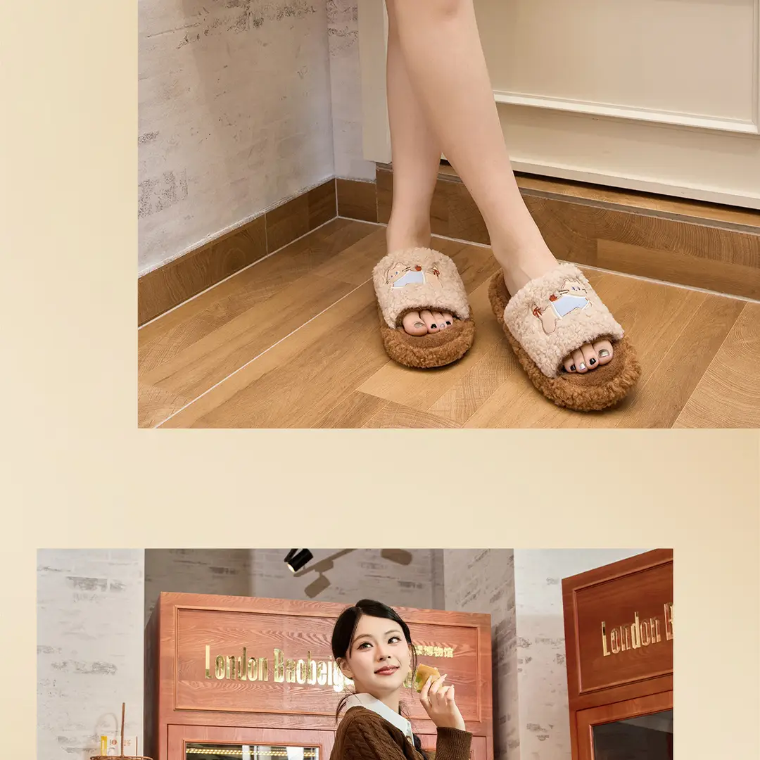 Furry Slippers for Women, Outdoor Wear, 2026 New Model, Indoor Home Use, Winter Trendy Thick-Soled Plush Shoes, Autumn and Winter Style — feature 17