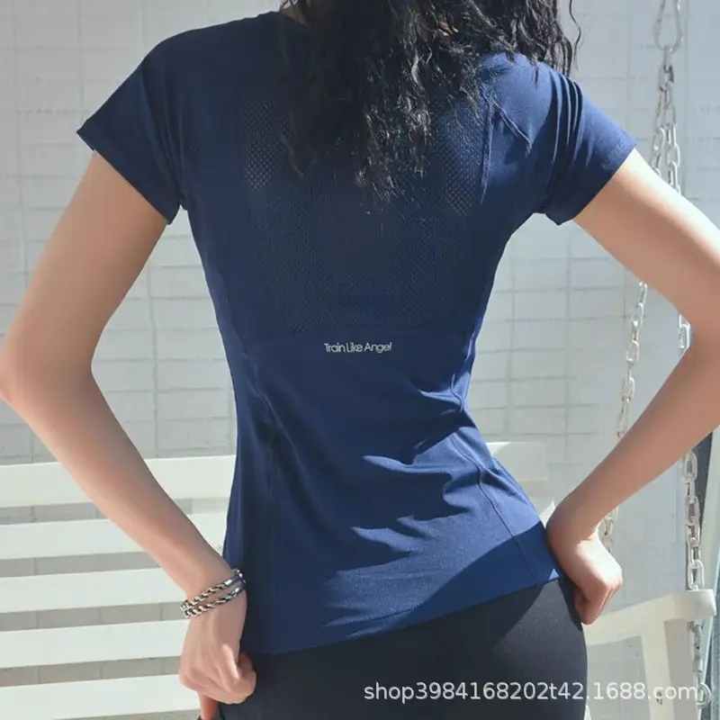 Quick-Drying Fitness Clothes for Women, Sports T-Shirts, Slimming Look Yoga Clothes, Tops, Running Beautiful Back Short-Sleeved Sports Short-Sleeved Women's Clothes