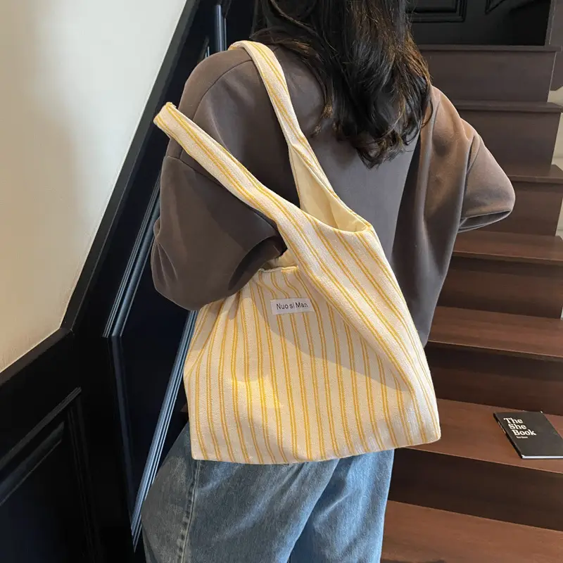 Women Striped Shoulder Bag Large Capacity Commuter - Image 7