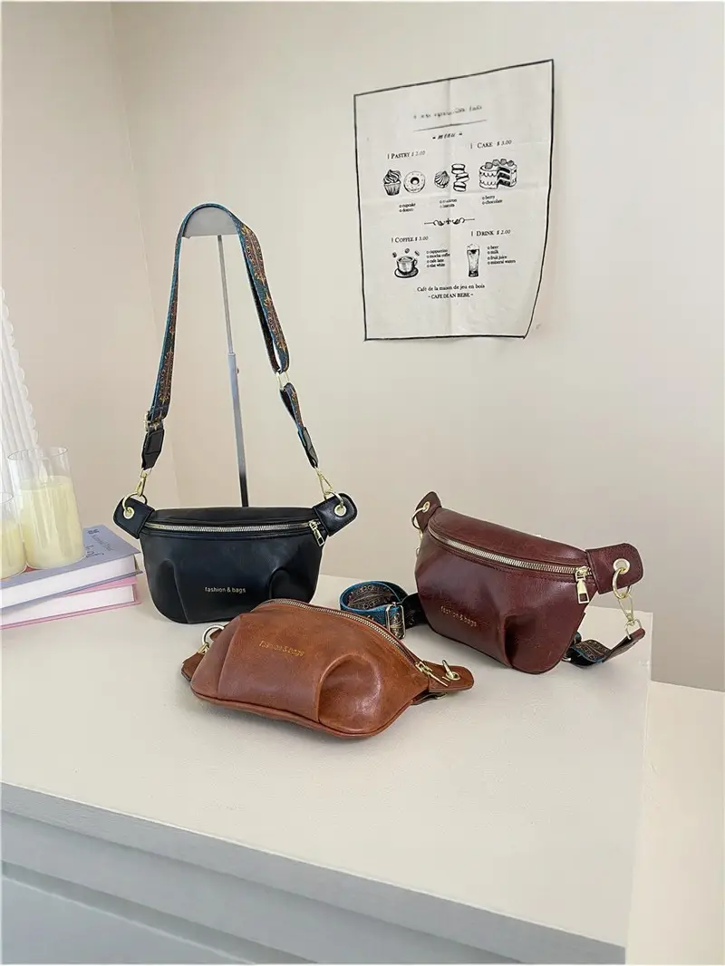 Retro Textured Pu Chest Bag Women's Shoulder Crossbody - Image 5