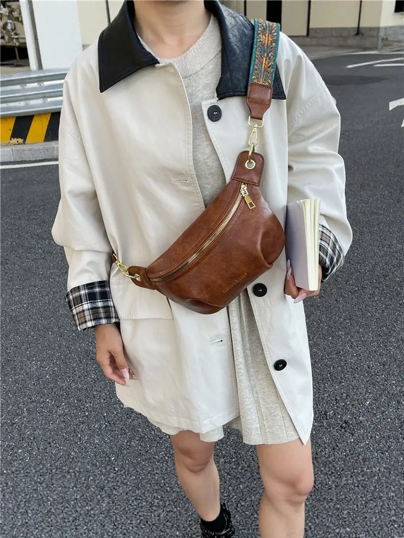 Retro Textured Pu Chest Bag Women's Shoulder Crossbody - Image 6