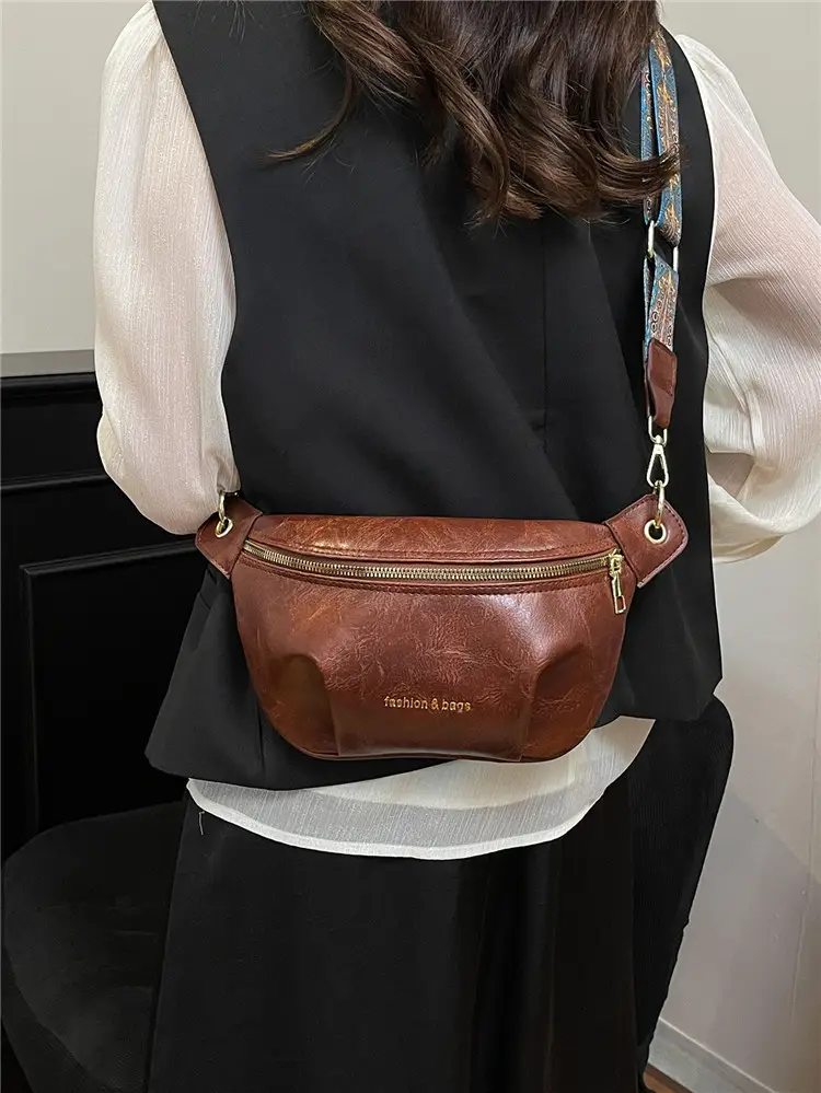 Retro Textured Pu Chest Bag Women's Shoulder Crossbody - Image 8