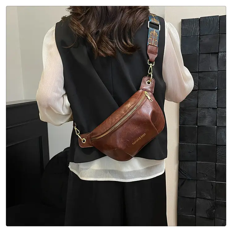 Retro Textured Pu Chest Bag Women's Shoulder Crossbody — feature 18