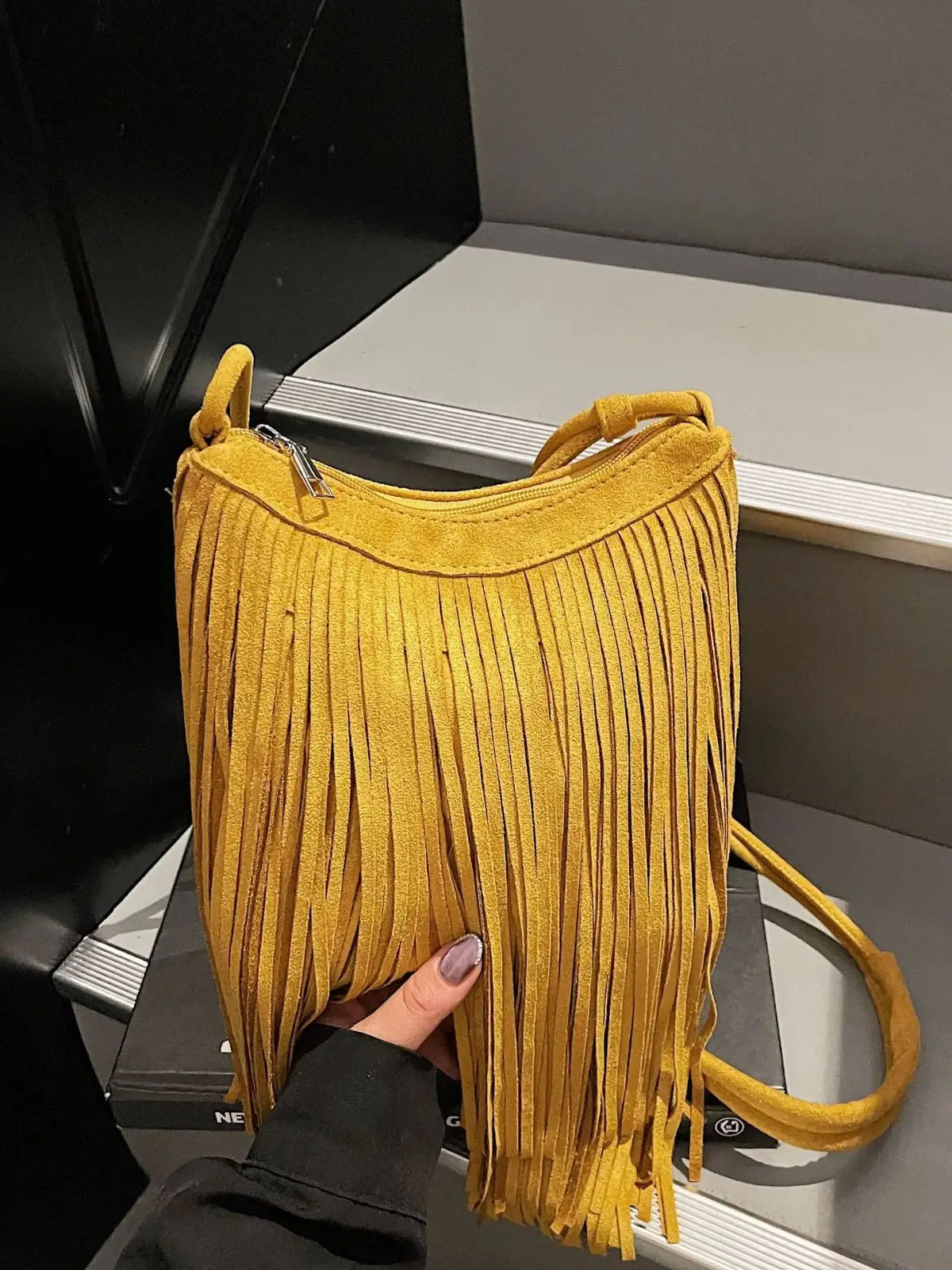 Tassel Crossbody Bag for Women Brown Leather Commuter - Image 8