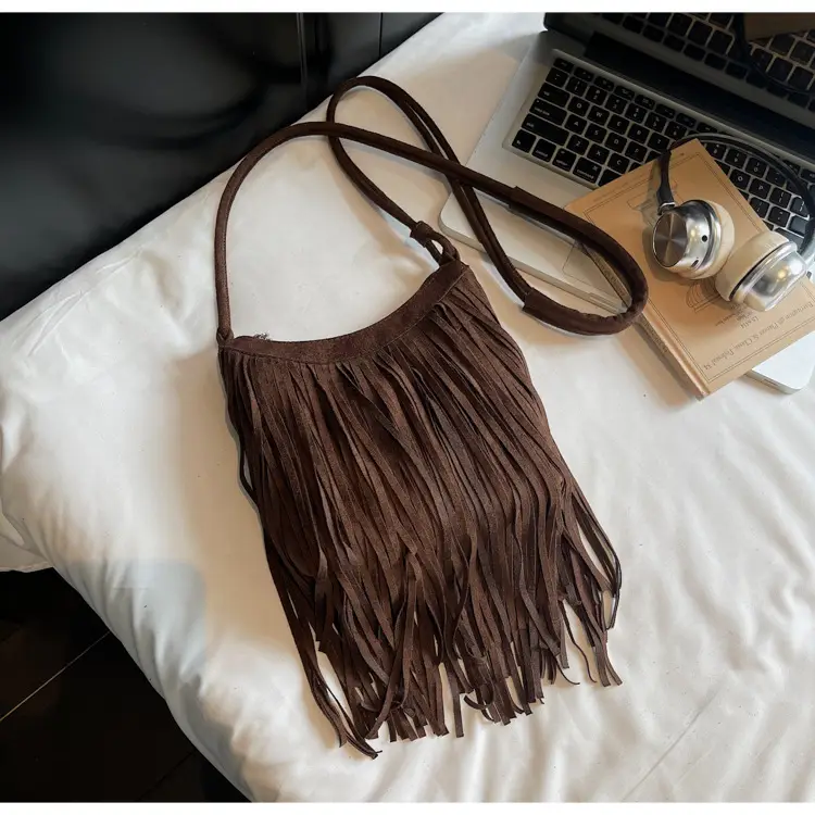 Tassel Crossbody Bag for Women Brown Leather Commuter — feature 19