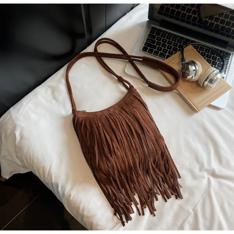Tassel Crossbody Bag for Women Brown Leather Commuter — feature 21