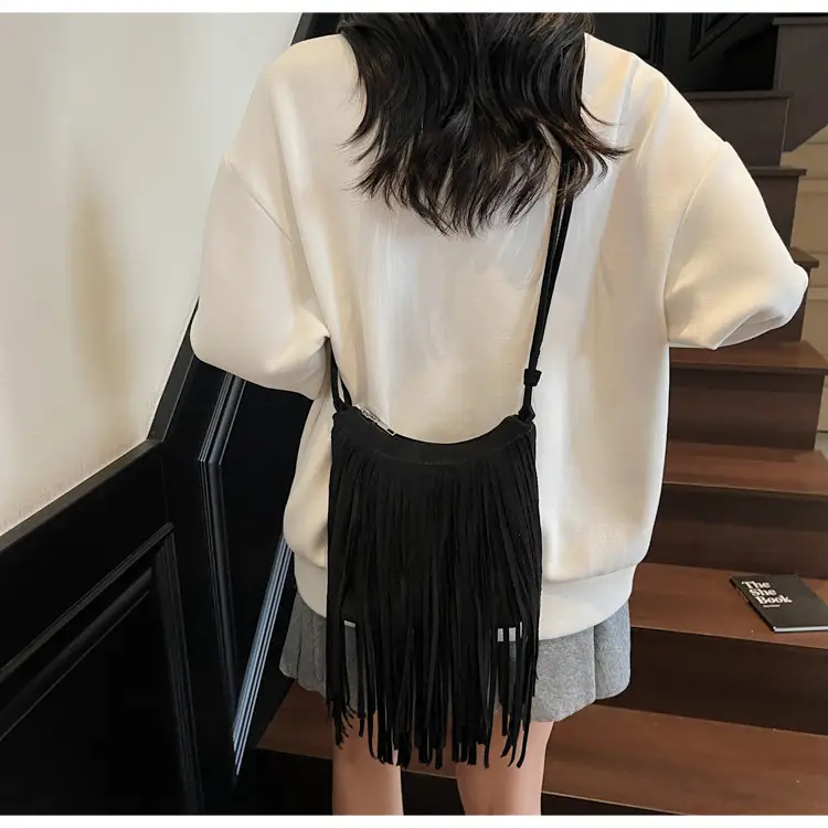 Tassel Crossbody Bag for Women Brown Leather Commuter — feature 6