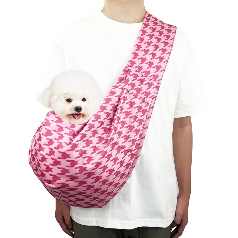 Foldable Pet Shoulder Bag Black White Checkerboard - Image 4
