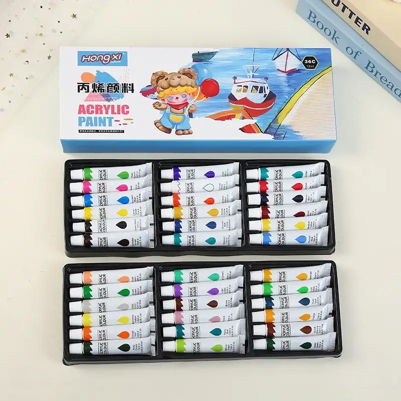 New Acrylic Paint Set 12ml Aluminum Plastic Tube Children's Hand-Painted Graffiti DIY Watercolor Set Wholesale