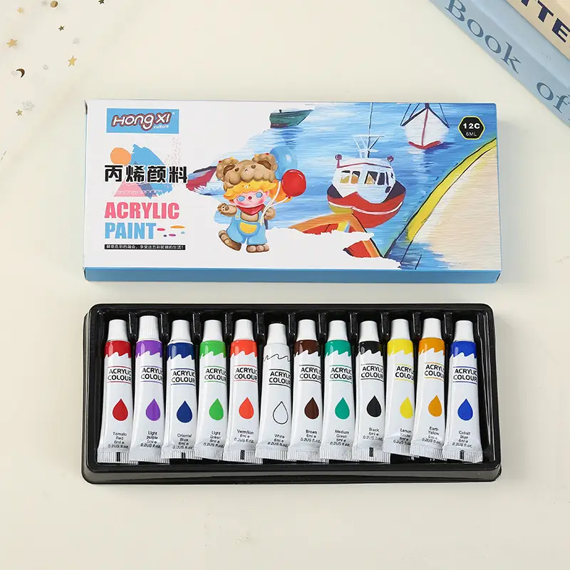 New Acrylic Paint Set 12ml Aluminum Plastic Tube Children's Hand-Painted Graffiti DIY Watercolor Set Wholesale