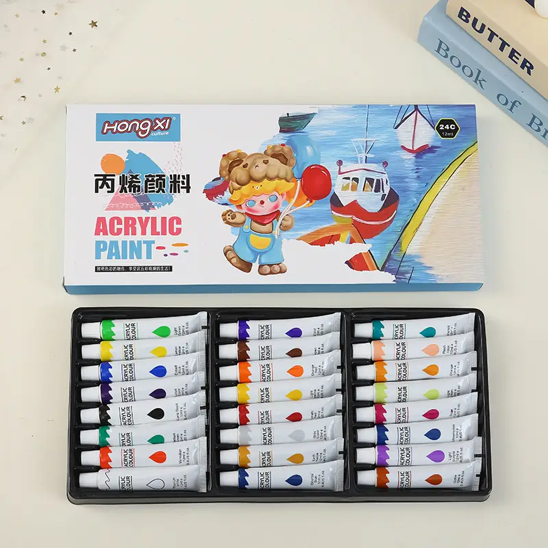 New Acrylic Paint Set 12ml Aluminum Plastic Tube Children's Hand-Painted Graffiti DIY Watercolor Set Wholesale