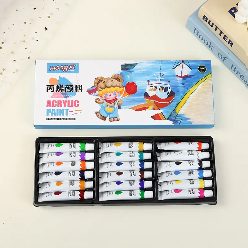 New Acrylic Paint Set 12ml Aluminum Plastic Tube Children's Hand-Painted Graffiti DIY Watercolor Set Wholesale