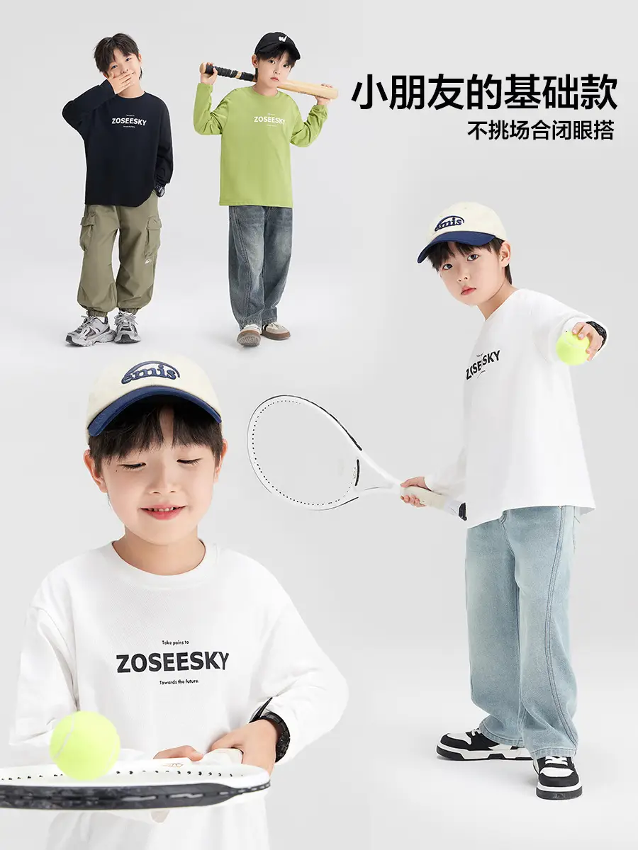 Zuoxi Boys Cotton Long Sleeve T-Shirt Blue 2026 - Image 8