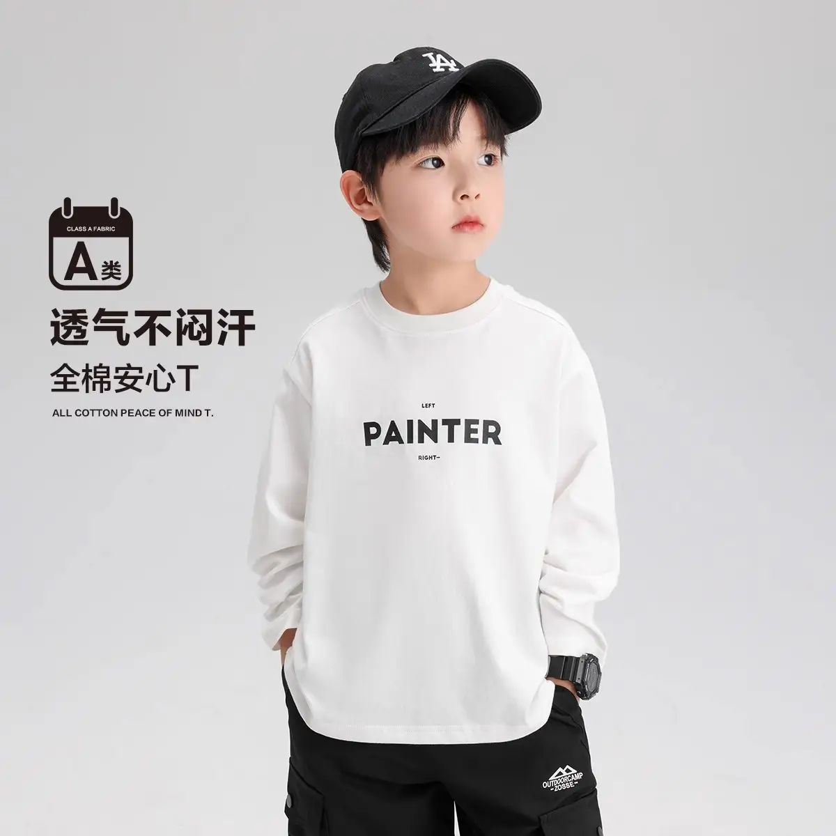 Zuoxi Boys Cotton Long Sleeve T-Shirt Blue 2026 - Image 4