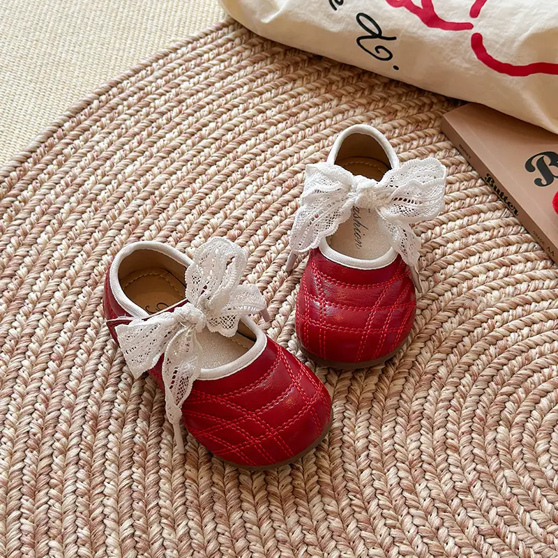 2025 Baby Round Toe Leather Shoes with Bow