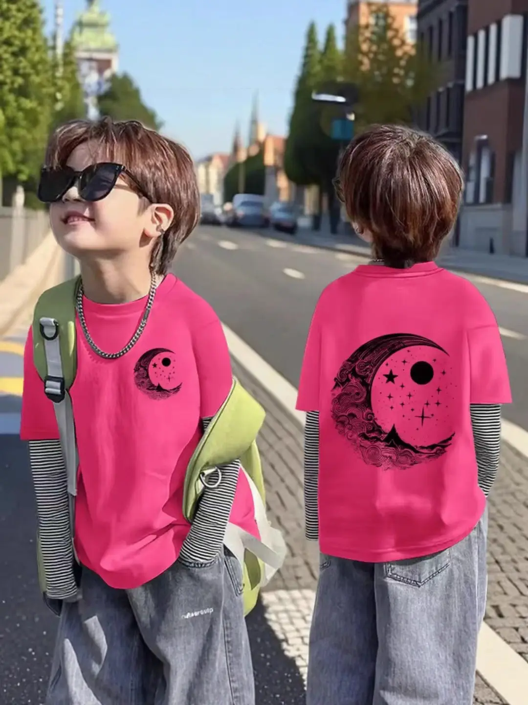 Baby Long Sleeve Cartoon T-Shirt Pink Grey Bottom - Image 8