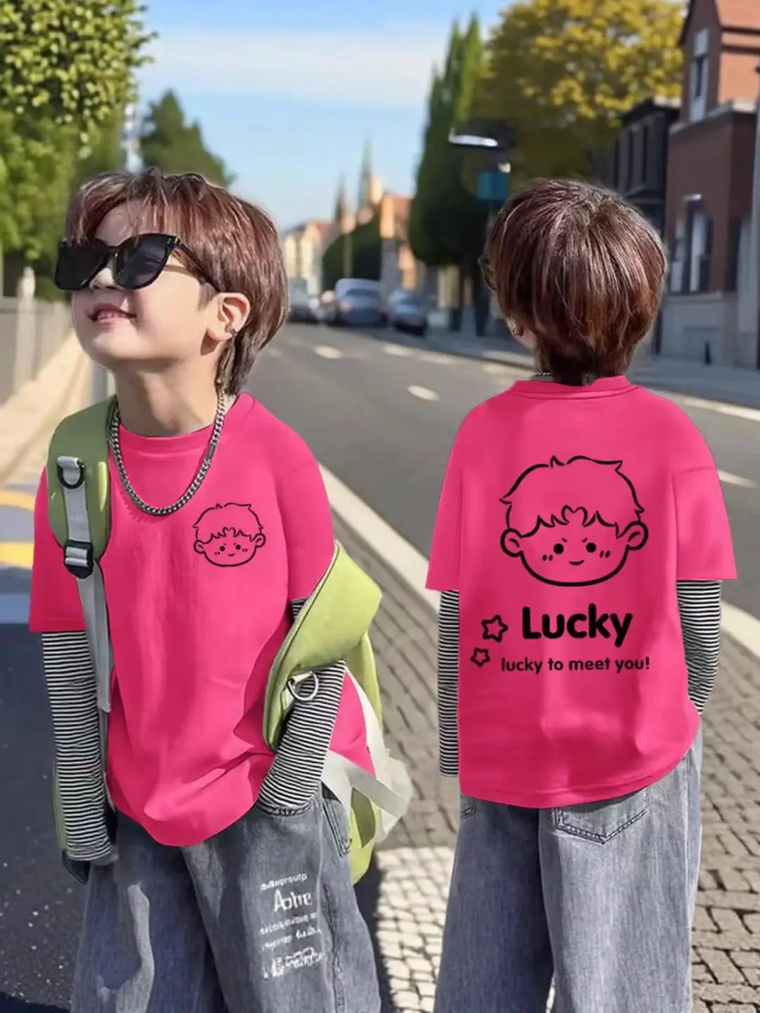 Baby Long Sleeve Cartoon T-Shirt Pink Grey Bottom - Image 10