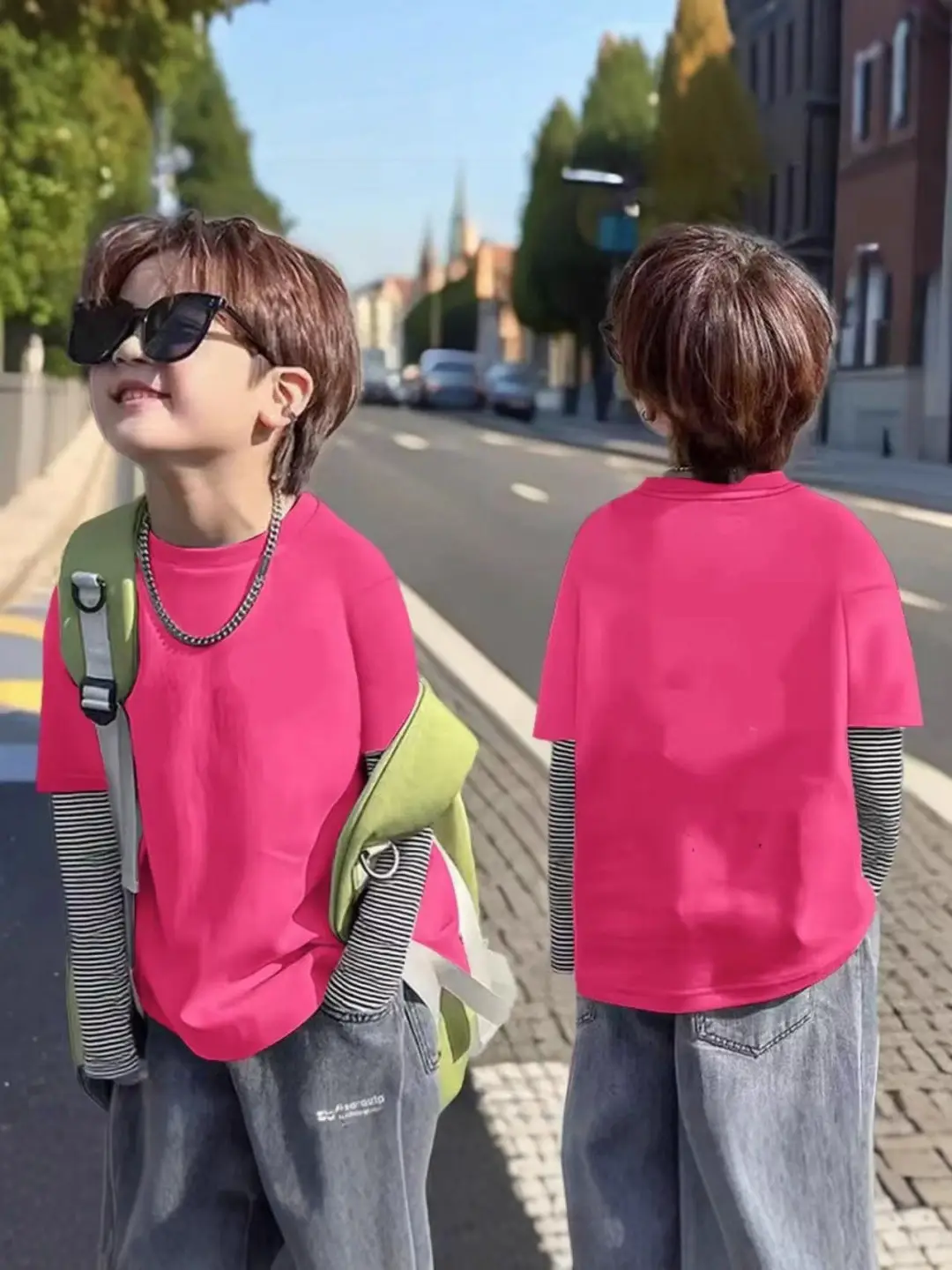 Baby Long Sleeve Cartoon T-Shirt Pink Grey Bottom - Image 12