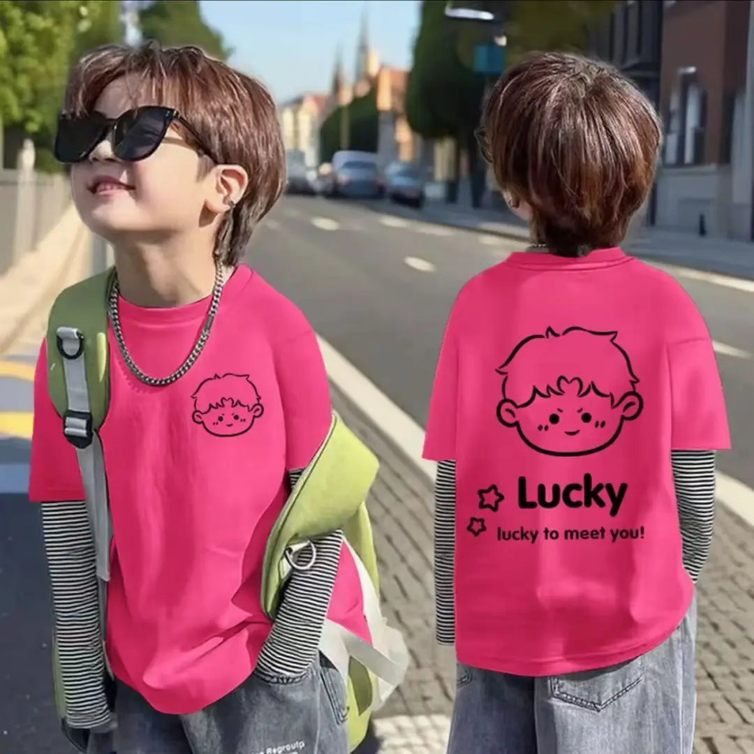 Baby Long Sleeve Cartoon T-Shirt Pink Grey Bottom - Image 3
