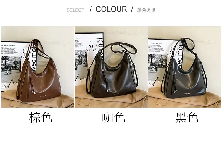 Black Leather Retro Shoulder Bag for Women — feature 2
