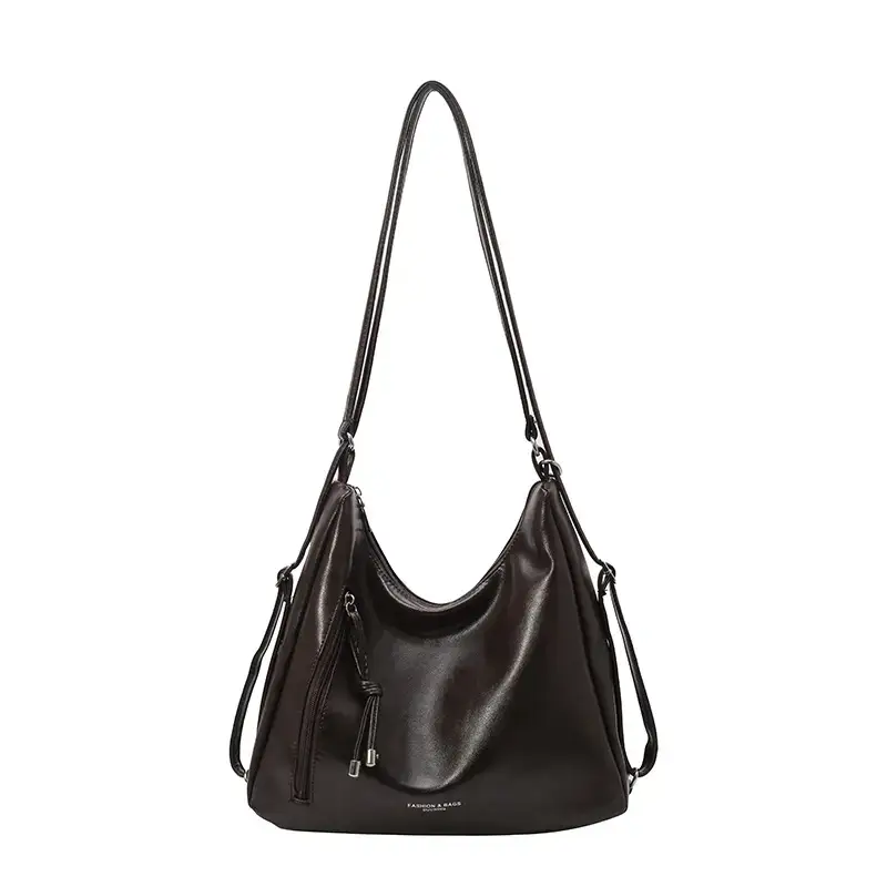 Black Leather Retro Shoulder Bag for Women - Image 2