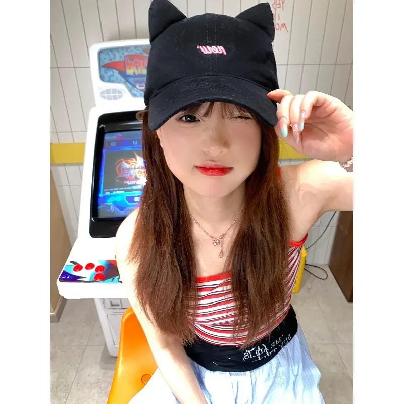 Cute Cat Ear Cap for Women Korean Style Baseball Cap - Image 2