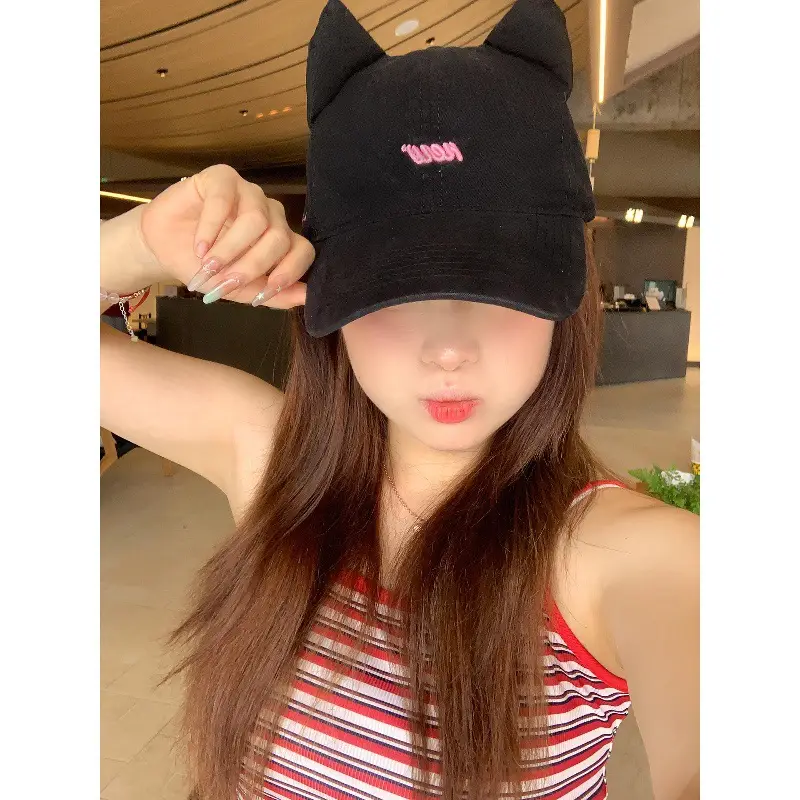 Cute Cat Ear Cap for Women Korean Style Baseball Cap - Image 3