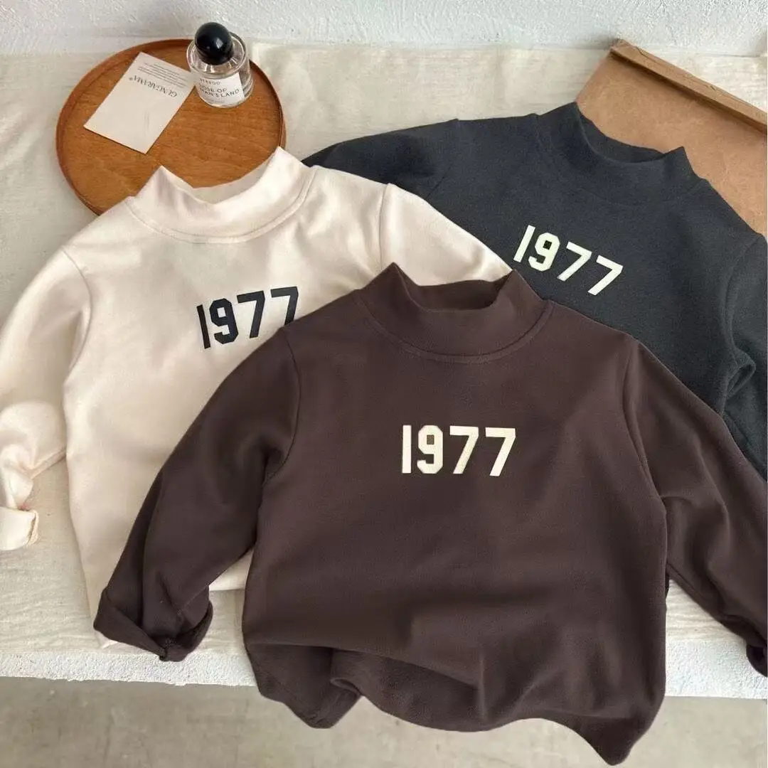 Boys 1977 Thermal Long Sleeve T-Shirt Brown Black White — feature 1