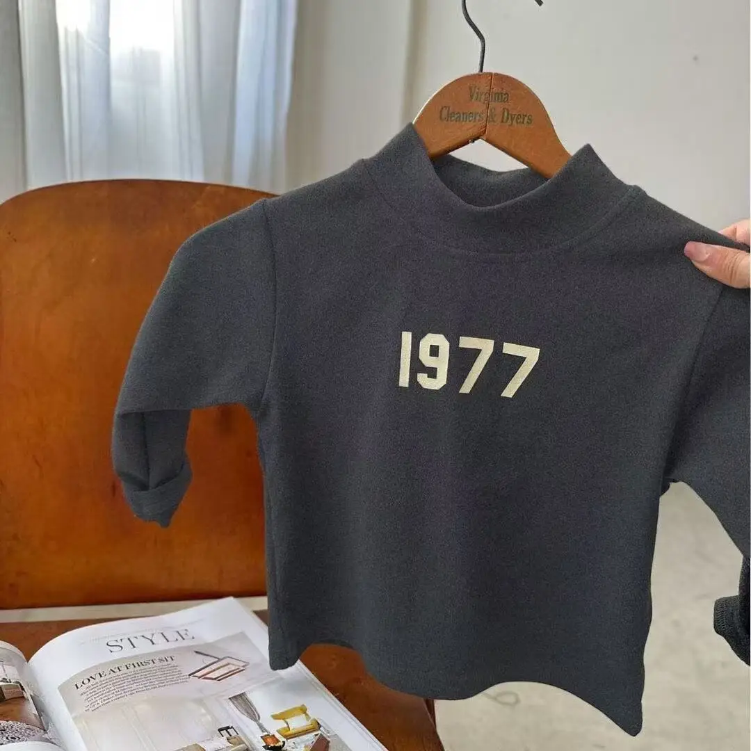 Boys 1977 Thermal Long Sleeve T-Shirt Brown Black White