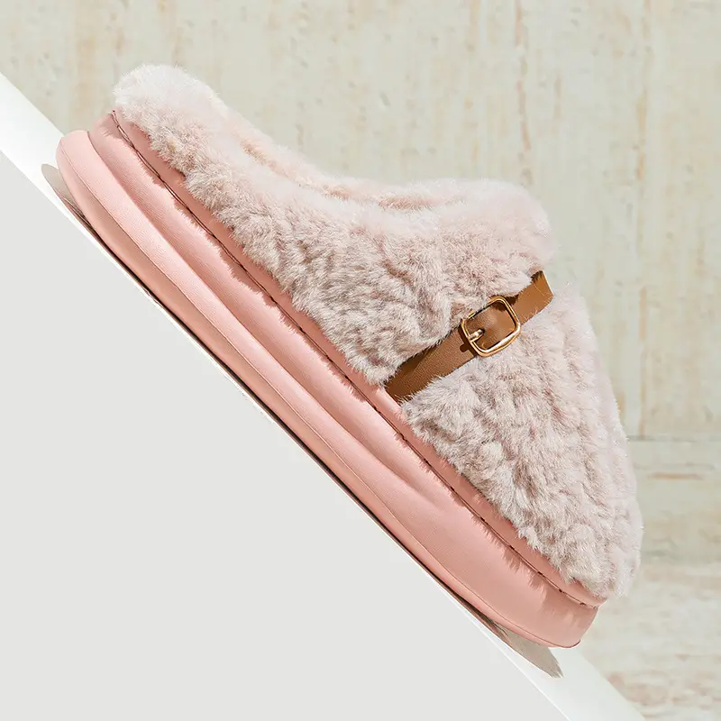 Winter Home Couple's Furry Slippers Fleece-Lined Thick-Soled Cotton Shoes Warm Non-Slip Lightweight Wear-Resistant Cotton Slippers That Feel Like Stepping on Shit - Image 8
