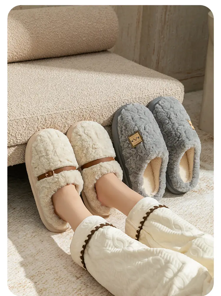 Winter Home Couple's Furry Slippers Fleece-Lined Thick-Soled Cotton Shoes Warm Non-Slip Lightweight Wear-Resistant Cotton Slippers That Feel Like Stepping on Shit — feature 18
