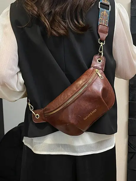 Retro Crossbody Bag Women Brown Leather 2025 - Image 5