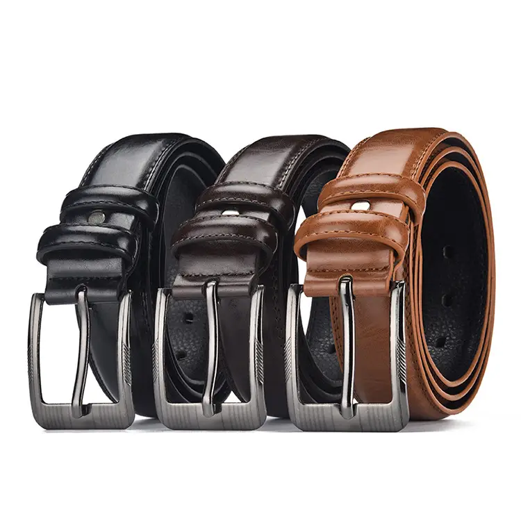 Men's Black Leather Belt with Silver Buckle - Image 7