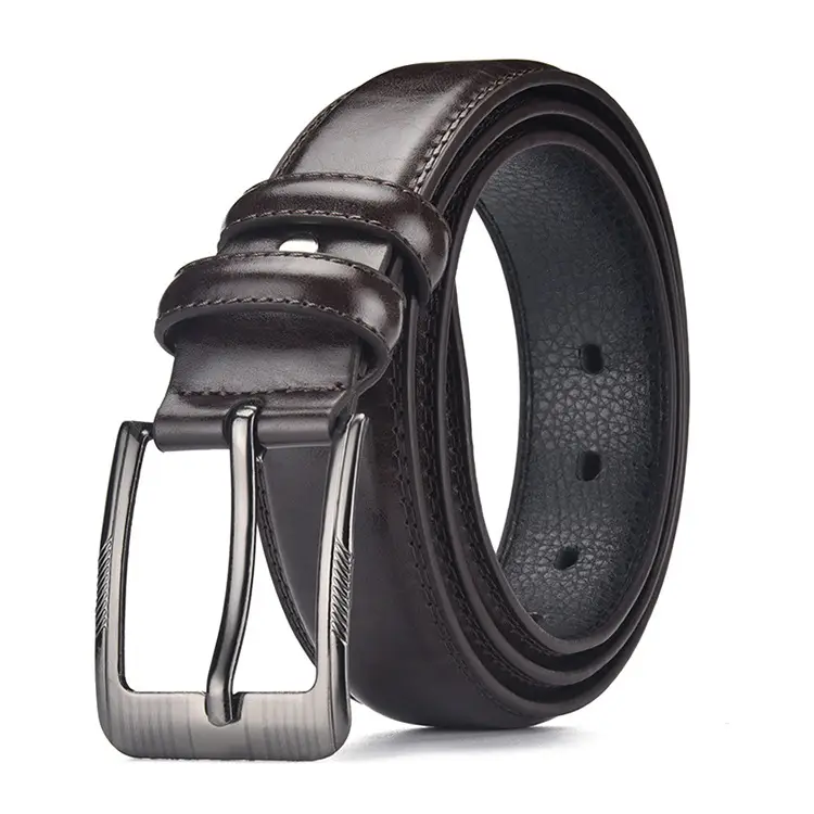 Men's Black Leather Belt with Silver Buckle - Image 9