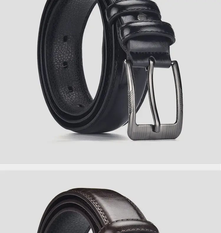 Men's Black Leather Belt with Silver Buckle — feature 13
